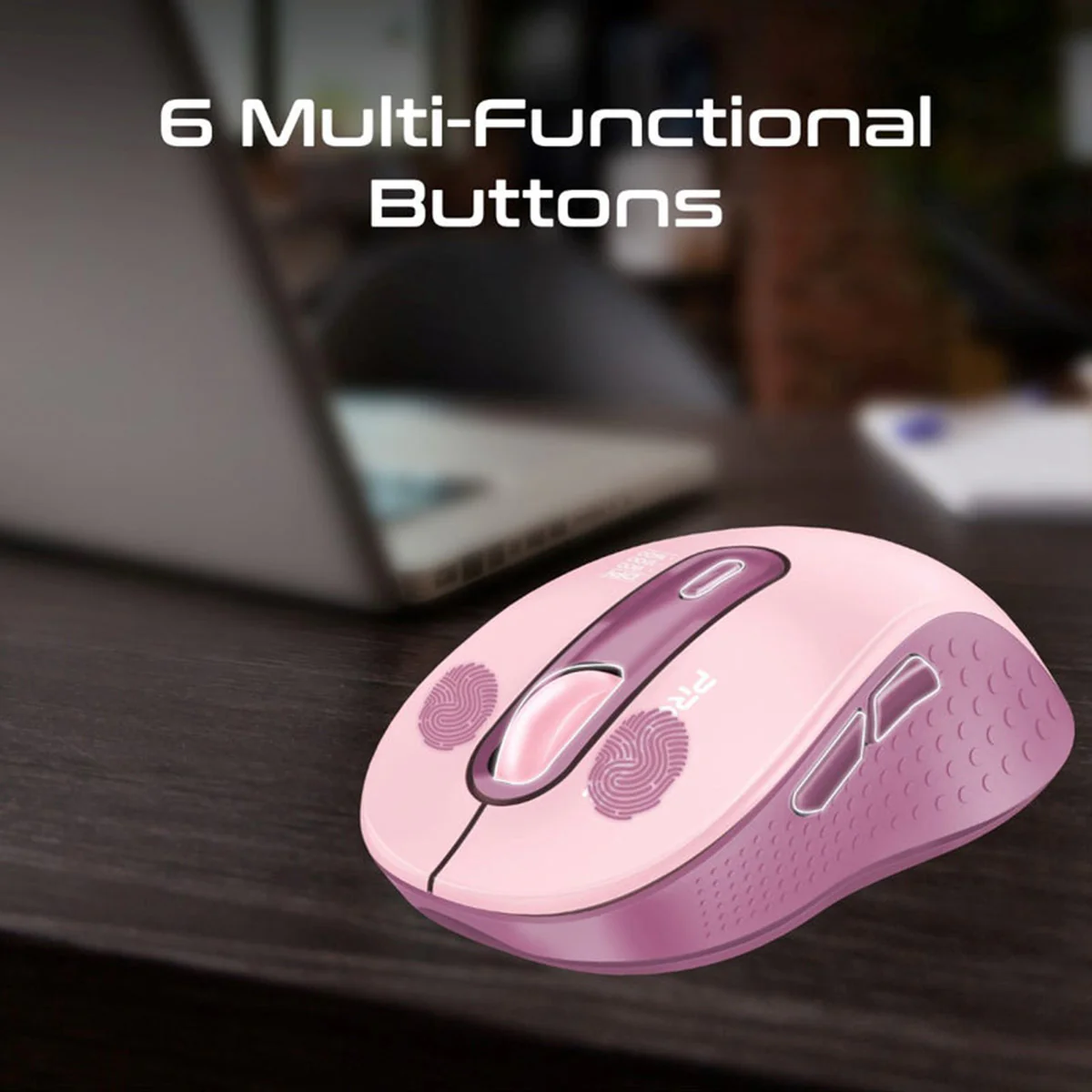 Promate Ken Dual Mode Wireless Optical Mouse With BT & RF Connectivity (Pink) - Image 5