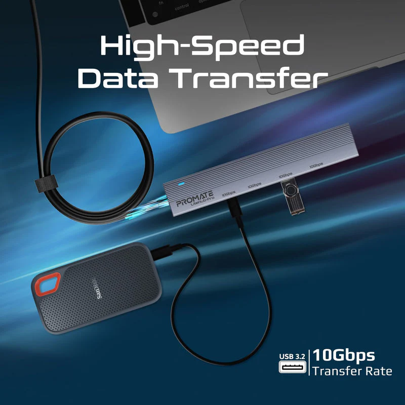 Promate LiteHub-Pro Multi-Port 10Gbps USB-C Data Hub - Image 8