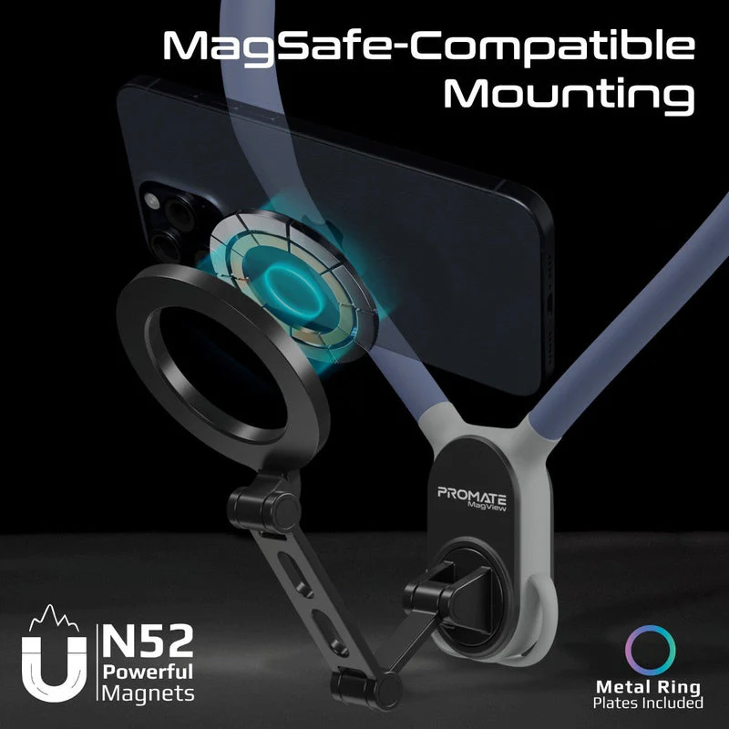 Promate MagView Flexible Neckband MagSafe Compatible Phone Mount for Handsfree POV (Blue) - Image 5
