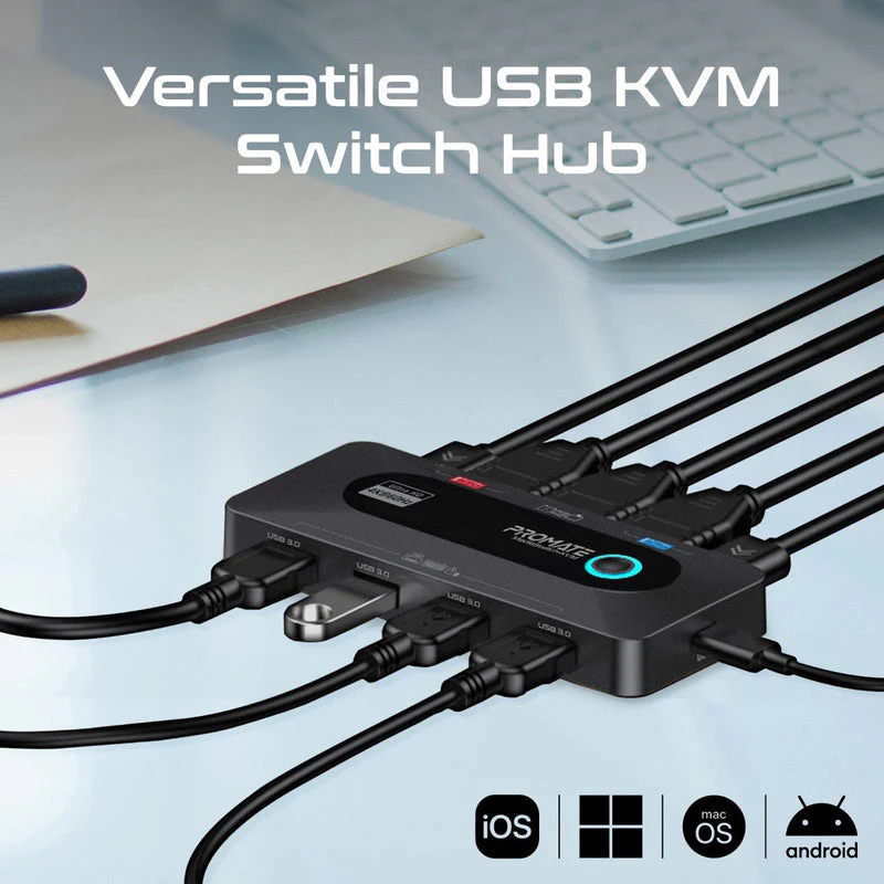 Promate MediaSwitch-KVM 4K at 60Hz KVM Switch with USB 3.0 Expansion - Image 5