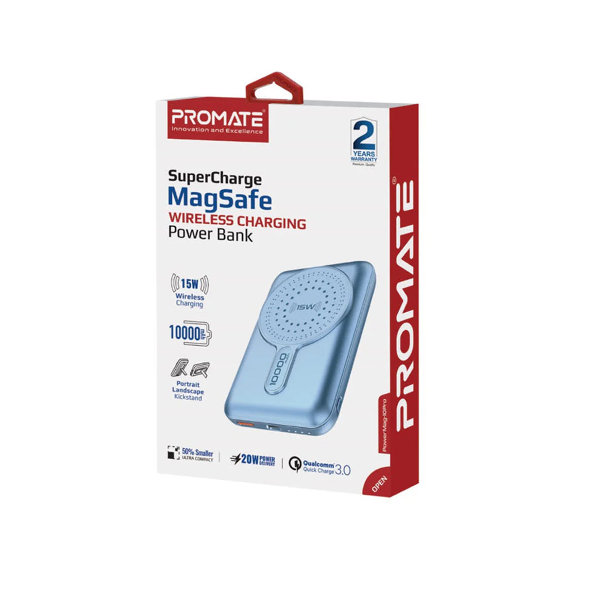 Promate Powermag-10Pro 10000MAH Super Charge Magsafe 15W Wireless Charging Power Bank (Black, Blue) - Image 10