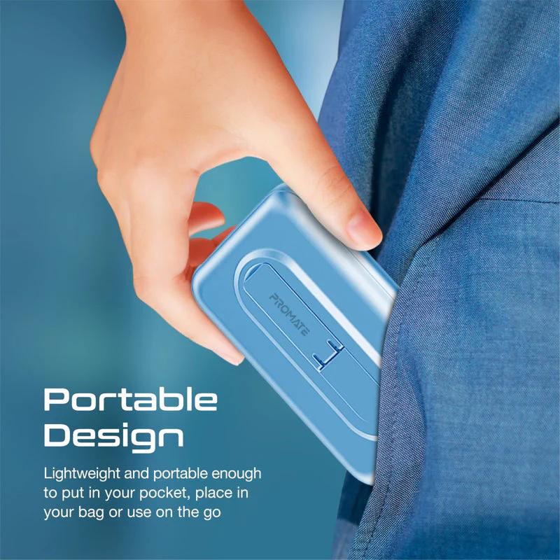 Promate Powermag-10Pro 10000MAH Super Charge Magsafe 15W Wireless Charging Power Bank (Black, Blue) - Image 11