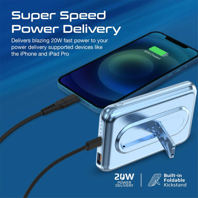 Promate Powermag-10Pro 10000MAH Super Charge Magsafe 15W Wireless Charging Power Bank (Black, Blue) - Image 14
