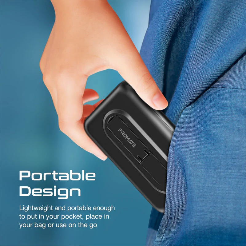 Promate Powermag-10Pro 10000MAH Super Charge Magsafe 15W Wireless Charging Power Bank (Black, Blue) - Image 4