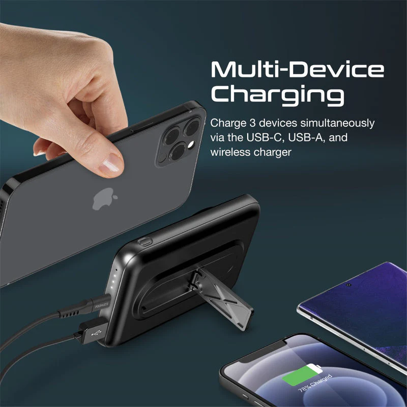 Promate Powermag-10Pro 10000MAH Super Charge Magsafe 15W Wireless Charging Power Bank (Black, Blue) - Image 5