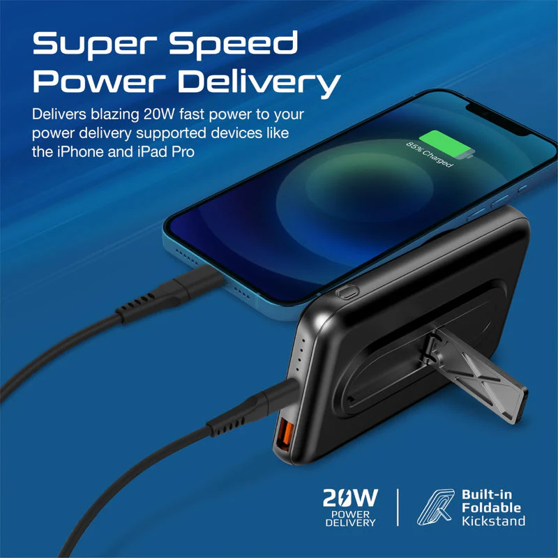 Promate Powermag-10Pro 10000MAH Super Charge Magsafe 15W Wireless Charging Power Bank (Black, Blue) - Image 7