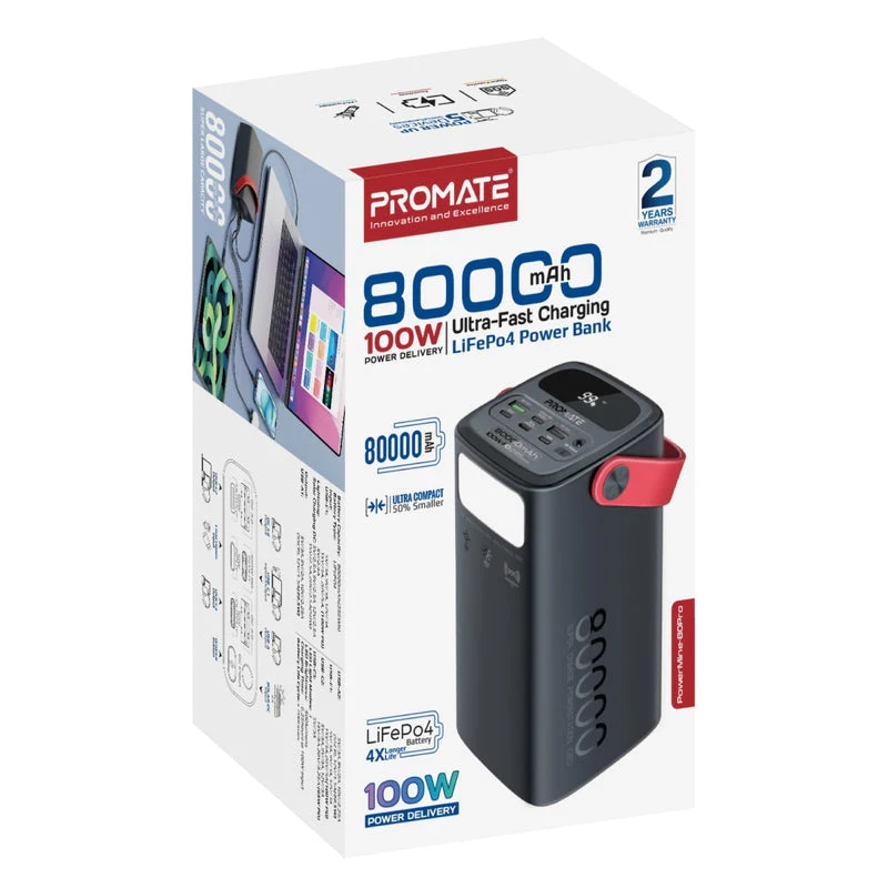 Promate PowerMine-80Pro 80000mAh High-Capacity 100W Ultra-Fast-Charging Power Pack - Image 12