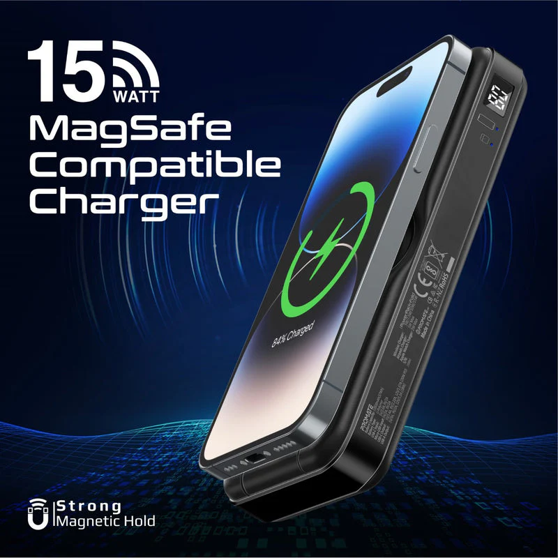 Promate PowerPack-Fold 10000mAH 20W Magsafe Compatible 5-in-1 Foldable 15W Wireless Charging Power Bank - Image 6