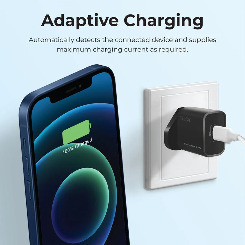 Promate Powerport-20PD 20W Power Delivery USB-C Wall Charger EU (Black) - Image 5