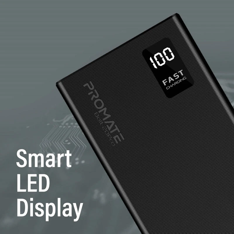 Promate Dual USB-A USB-C Output Smart Super Charging Super Slim Power Bank Black (10000MAH, 20000MAH) - Image 14