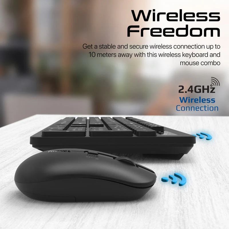 Promate ProCombo-13 Sleek Profile Full-Size Wireless Keyboard & Mouse (Black) - Image 7