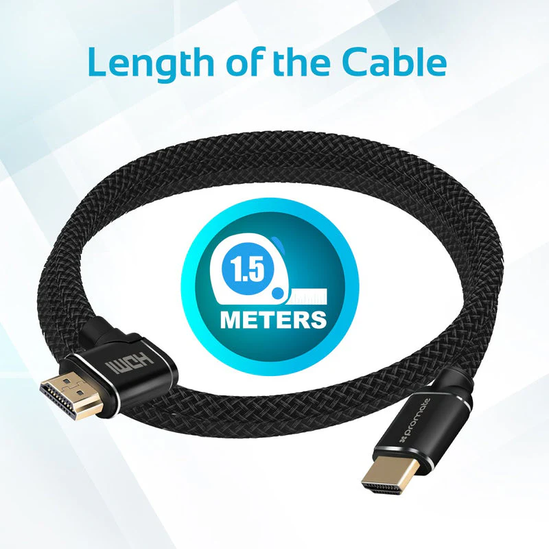 Promate ProLink4K1-150 High Definition Right Angle 4K HDMI Audio-Video Cable (Black) - Image 5