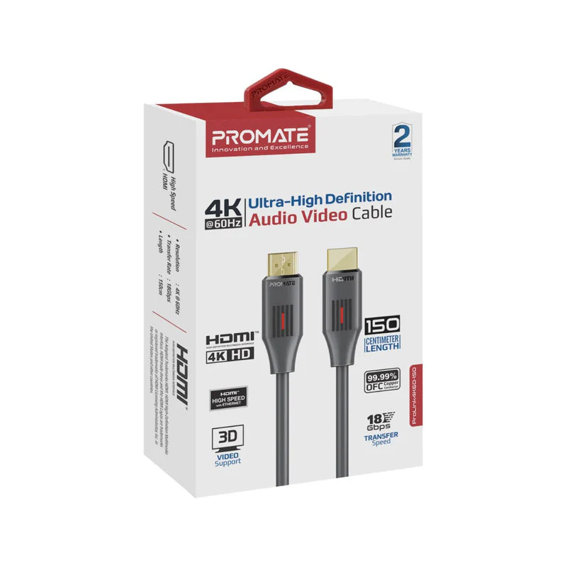 Promate PROLINK4K60-150 60HZ 4K Ultra-High Definition Audio Video HDMI Cable - Image 2