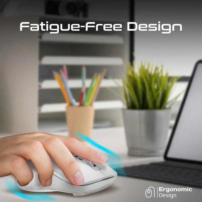 Promate Samo Dual Mode Rechargeable Wireless Mouse with BT & 2.4GHz Connectivity (White) - Image 5