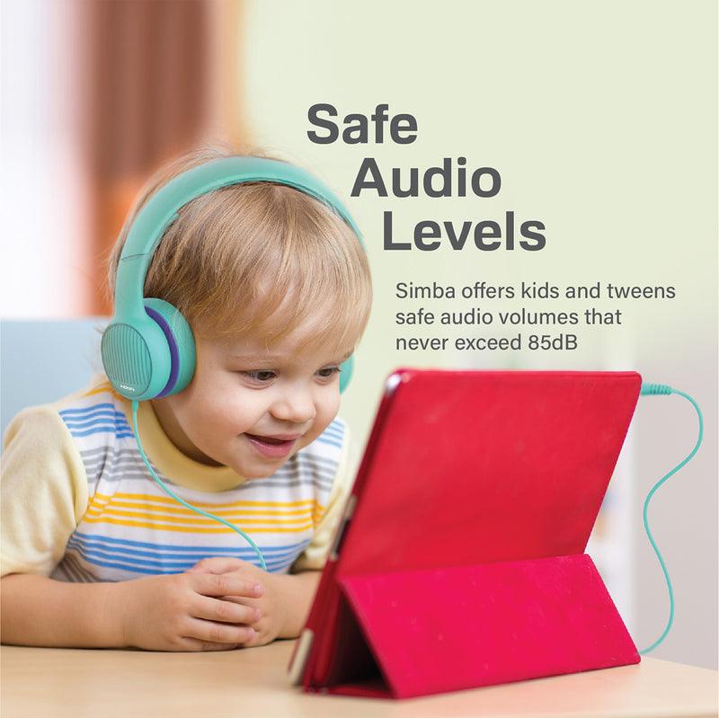 PROMATE Simba Over-Ear Hi-Definition Safe Audio Wired Headset (Emerald) - Image 2