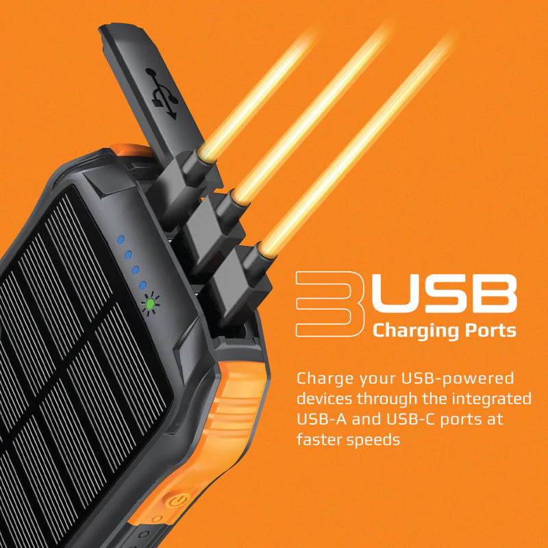 Promate SolarTank-10PDQI 10000mAH 20W Wireless Charging Rugged Ecolight Solar 5-in-1 Power Bank - Image 4