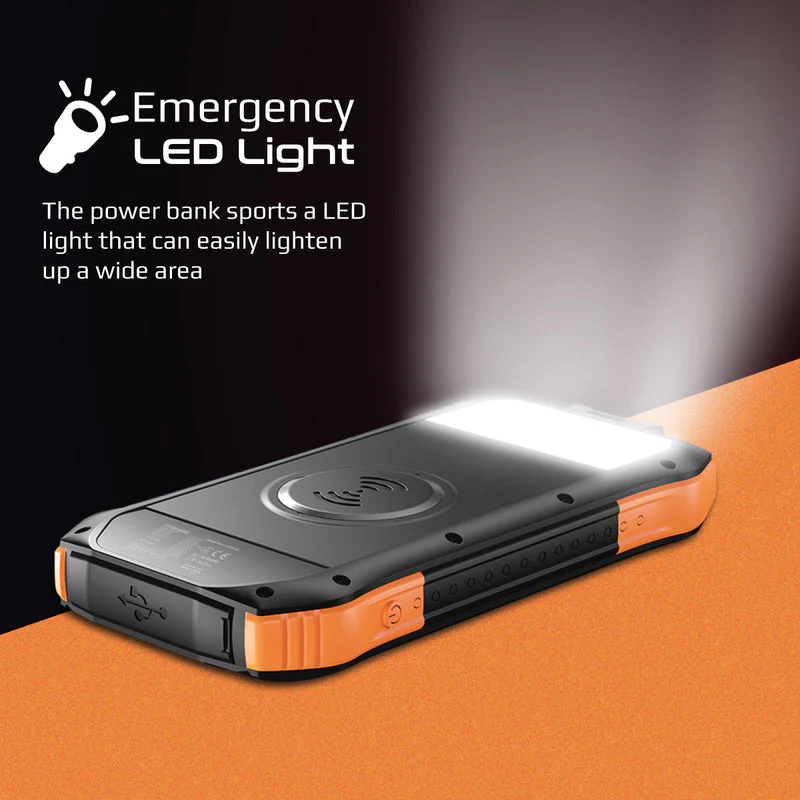 Promate SolarTank-10PDQI 10000mAH 20W Wireless Charging Rugged Ecolight Solar 5-in-1 Power Bank - Image 6