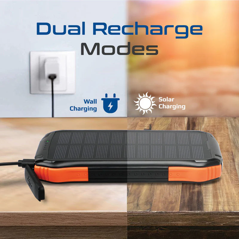 Promate SolarTank-10PDQI 10000mAH 20W Wireless Charging Rugged Ecolight Solar 5-in-1 Power Bank - Image 7