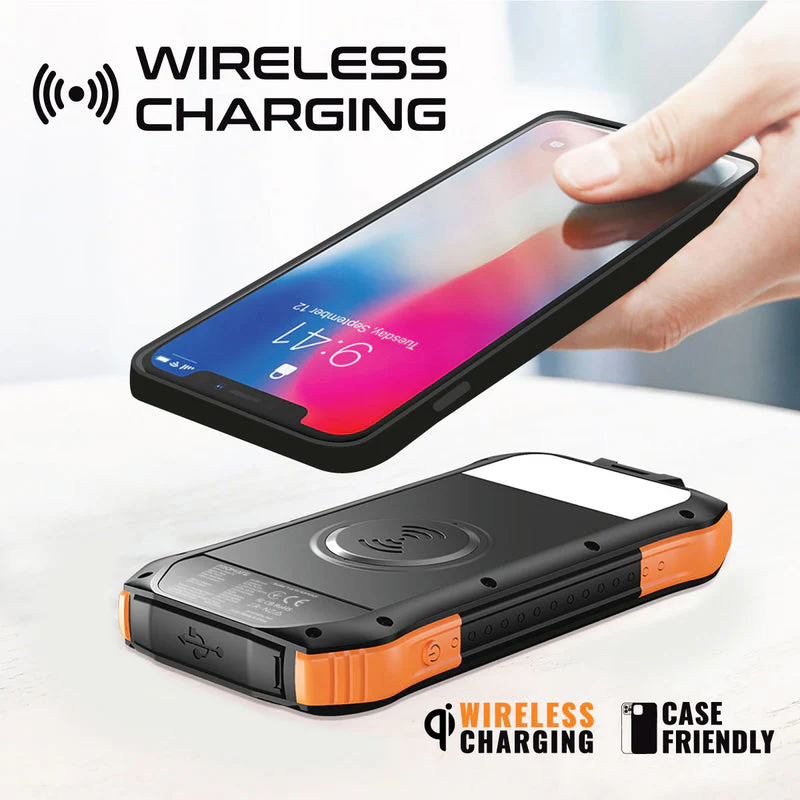 Promate SolarTank-10PDQI 10000mAH 20W Wireless Charging Rugged Ecolight Solar 5-in-1 Power Bank - Image 9