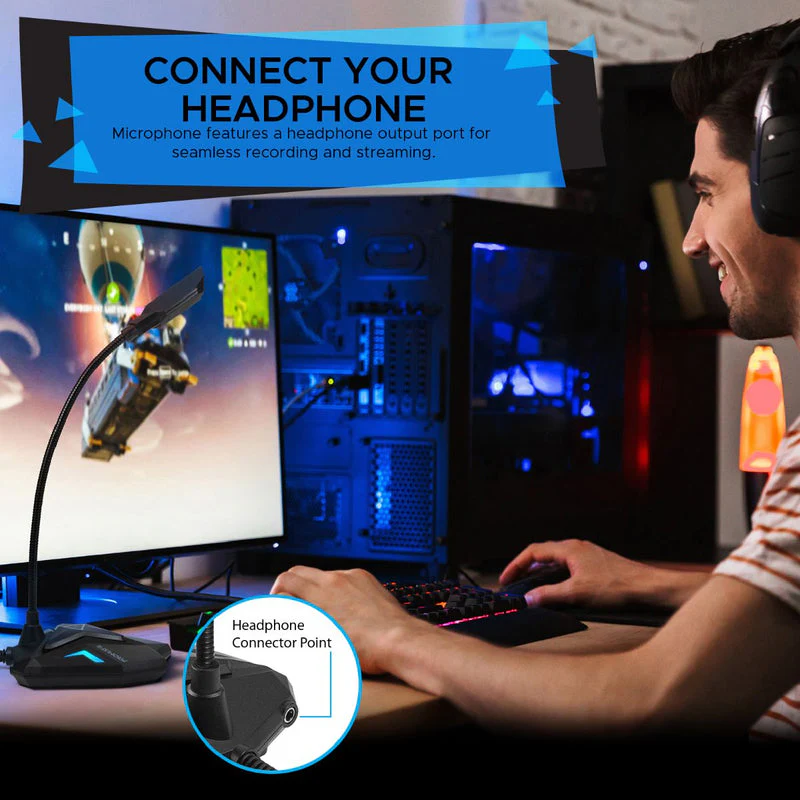 Promate Streamer High Definition USB Gaming Microphone (Blue) - Image 6