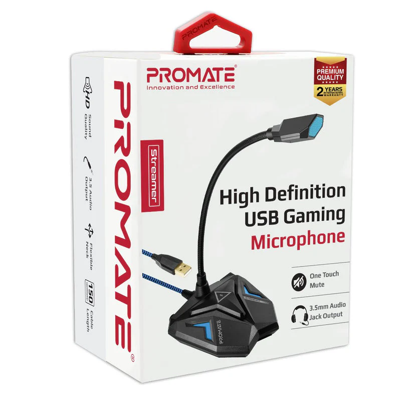 Promate Streamer High Definition USB Gaming Microphone (Blue) - Image 8
