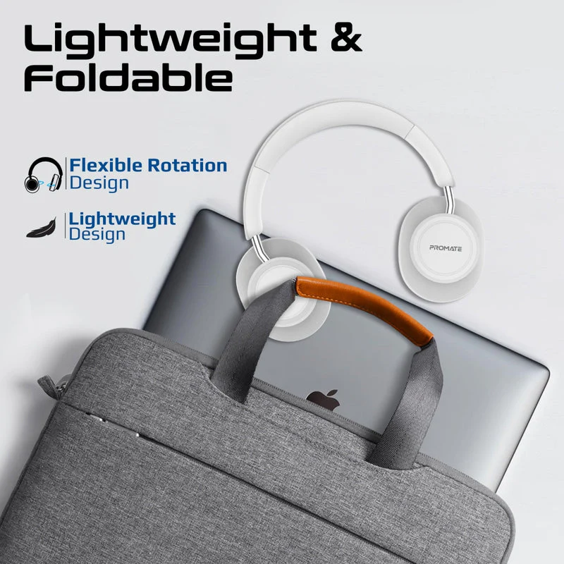 Promate Takt High Fidelity Over-Ear Stereo Wireless Headphones (Black, White) - Image 4