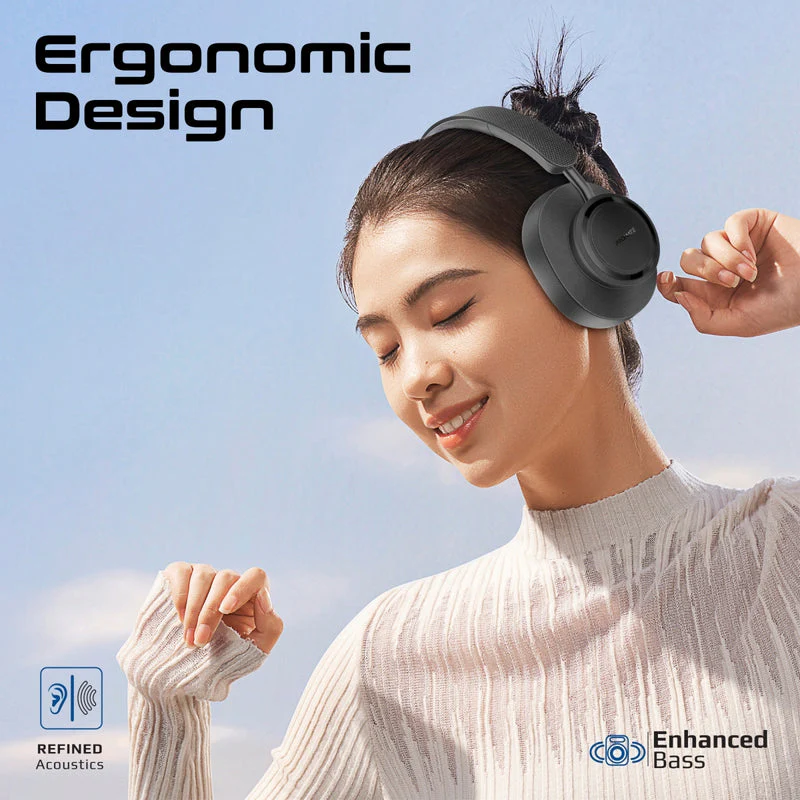 Promate Takt High Fidelity Over-Ear Stereo Wireless Headphones (Black, White) - Image 7