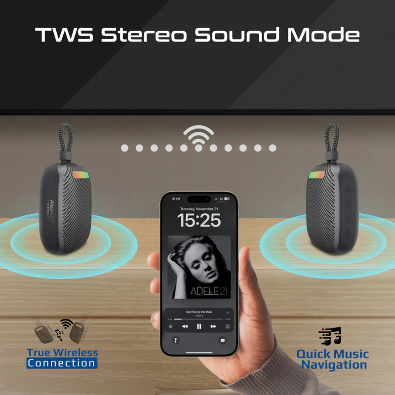 Promate Tingz CrystalSound 7W High-Definition Wireless Speaker (Black, Blue, Bronze Titanium) - Image 2