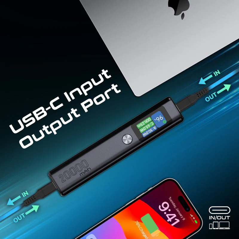 Promate Titan-130 20000mAh Sleek 130W Multi-Port Power Delivery Power Bank with TFT LCD Screen - Image 5