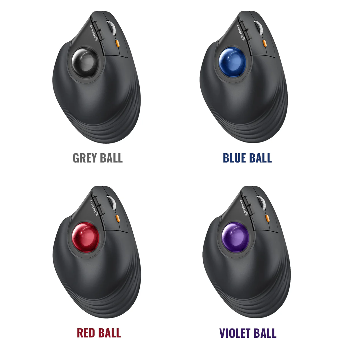 ProtoArc EM05 NL Ergonomic Vertical Wireless Trackball Mouse (Black + Blue Ball, Black + Grey Ball, Black + Red Ball, Black + Violet Ball) - Image 12