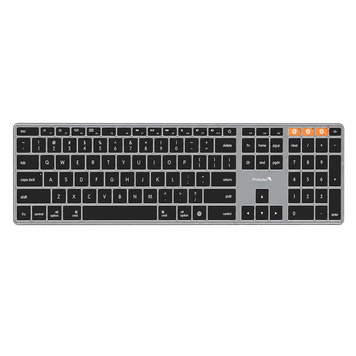 ProtoArc K110-A Full Size Backlit Aluminum Bluetooth Keyboard for Mac (Space Grey) (CP016741) - Image 2