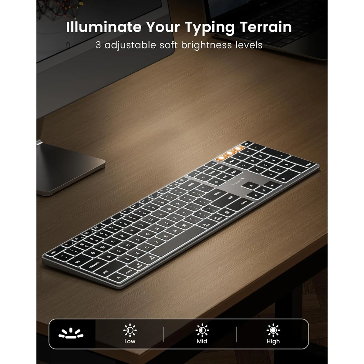 ProtoArc K110-A Full Size Backlit Aluminum Bluetooth Keyboard for Mac (Space Grey) (CP016741) - Image 8