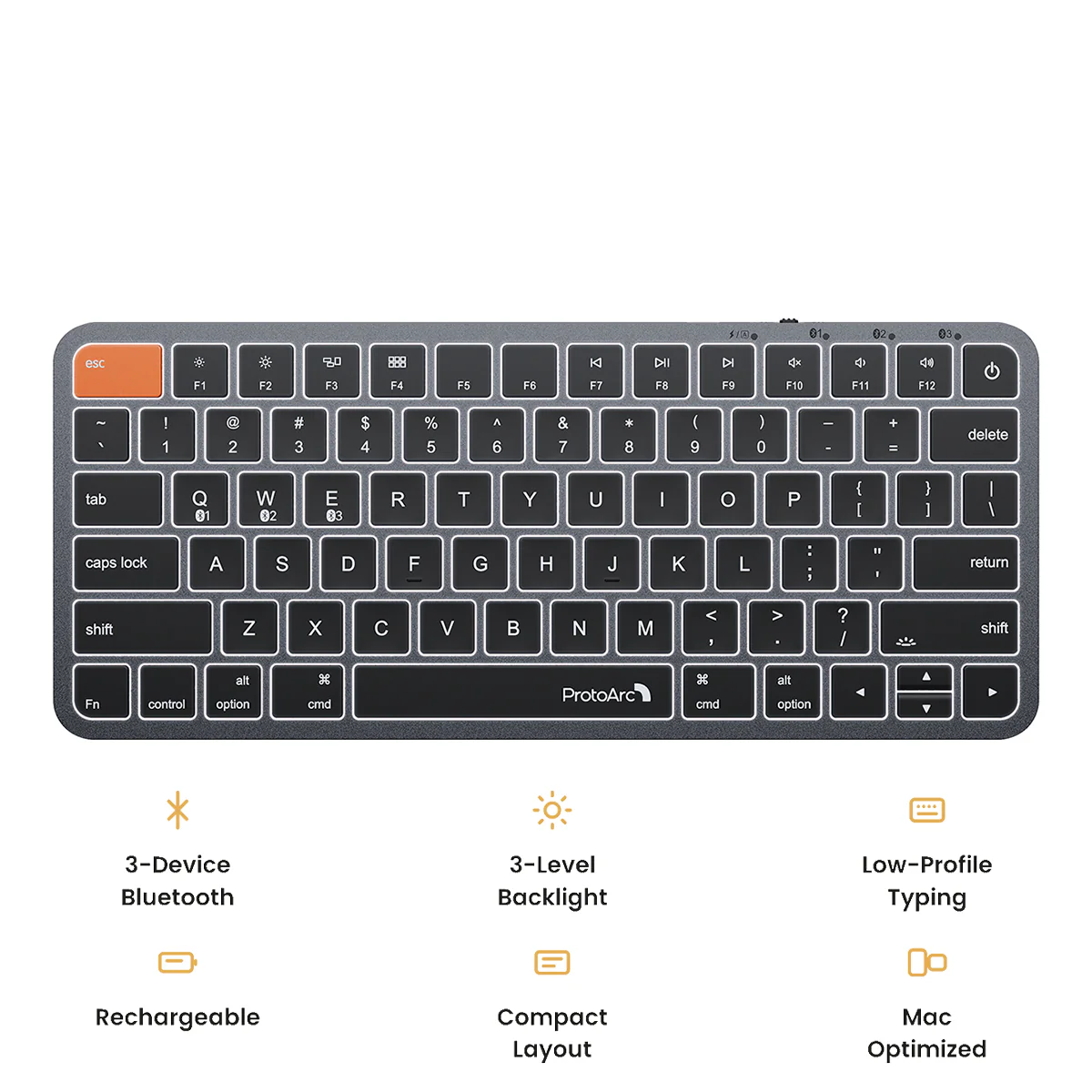 ProtoArc K90-A Multi-Device Backlit Bluetooth Mac Keyboard (Space Grey) (CP016998)