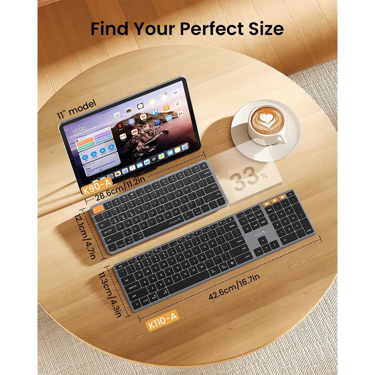 ProtoArc K90-A Multi-Device Backlit Bluetooth Mac Keyboard (Space Grey) (CP016998) - Image 5