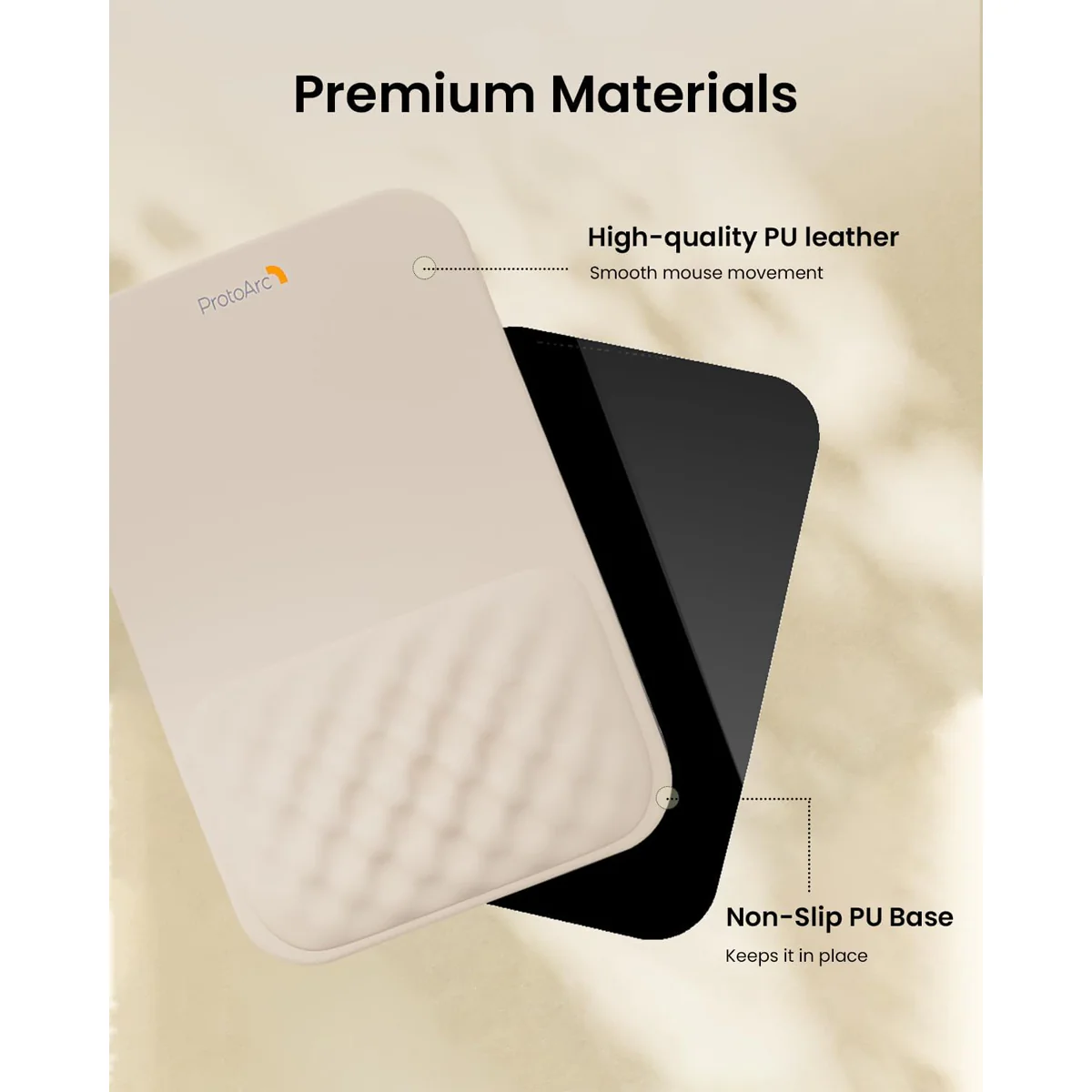 ProtoArc MP50 Ergonomic Mouse Pad with Wrist Rest (Lycra Black, Lycra Gray, Lycra Beige) - Image 4