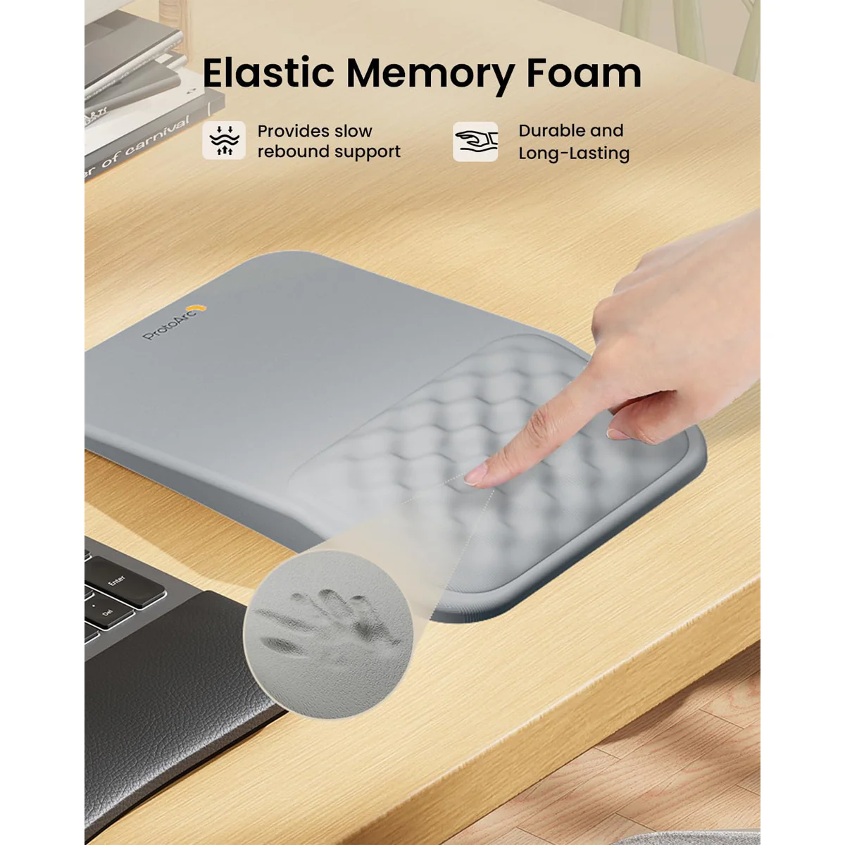 ProtoArc MP50 Ergonomic Mouse Pad with Wrist Rest (Lycra Black, Lycra Gray, Lycra Beige) - Image 6