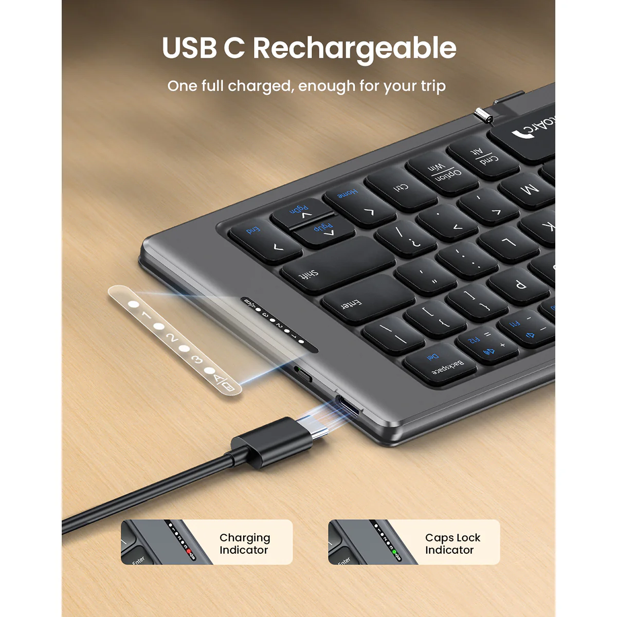 ProtoArc XK04 Foldable Compact Bluetooth Keyboard (Space Grey) (CP015548) - Image 7