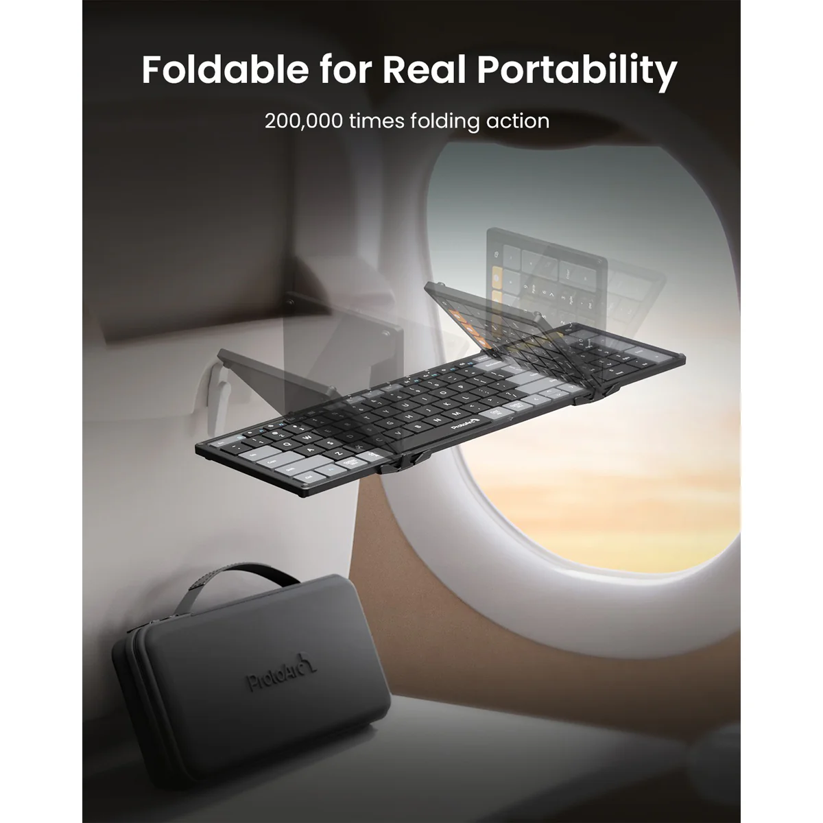 ProtoArc XKM01 CaseUp Foldable Keyboard and Mouse Combo with Laptop Stand (Black) (CP015682) - Image 4