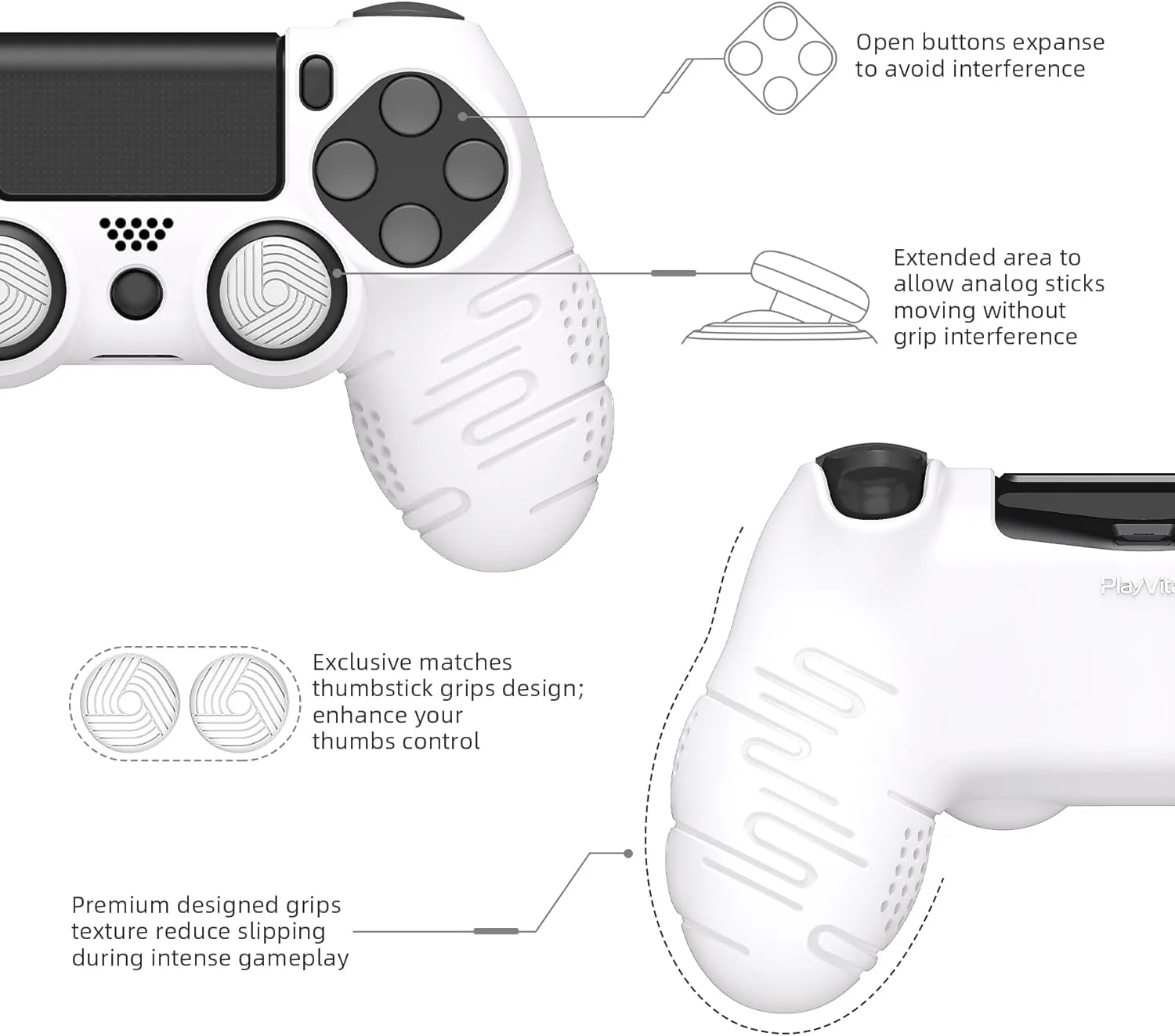 PS4 DUALSHOCK 4 WIRELESS CONTROLLER SILICON SKIN PROTECTOR (WHITE) - Image 3