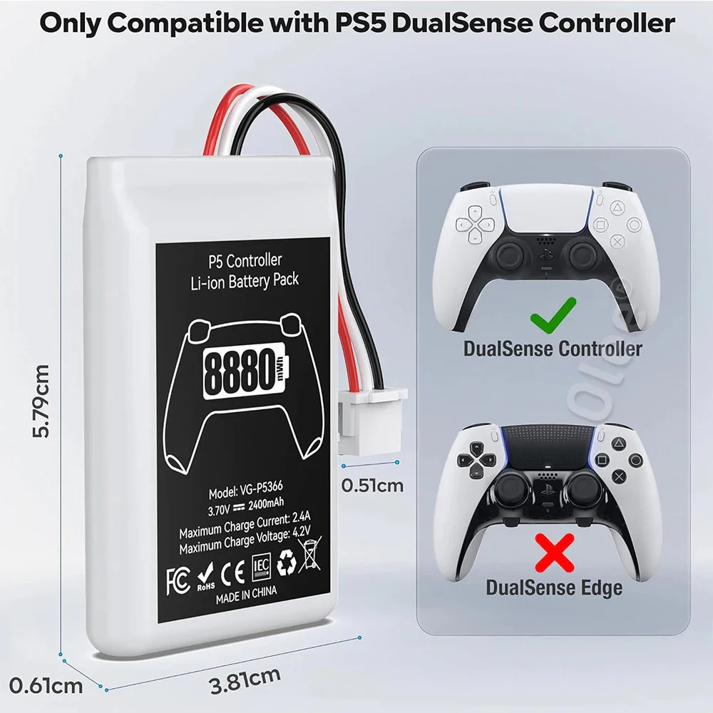 PS5 Controller Li-ion 8880mAH Battery Pack 2-Pack (VG-P5366) - Image 3