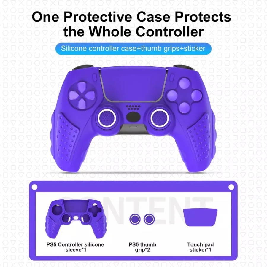 IINE Silicone Case With 2 Thumb Grip Caps For PS5 Controller (Red, Black & White, Pink, Blue, Purple) - Image 7
