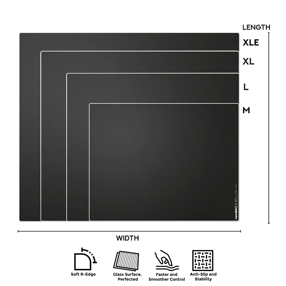 Pulsar Superglide 3 Premium Glass Mousepad (Black) (M, L, XL, XLE) (SGPMB3S, SGPLB3S, SGPXLB3S, SGPXLEB3S)