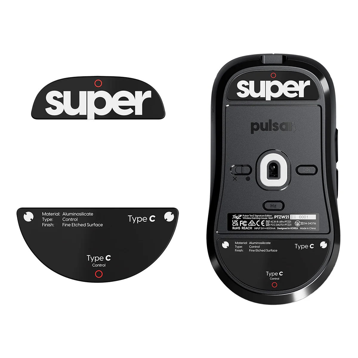 Pulsar Superglide Glass Skates Type-C for Pulsar Tenz Signature Edition (Black) (PTZSGCB) - Image 3