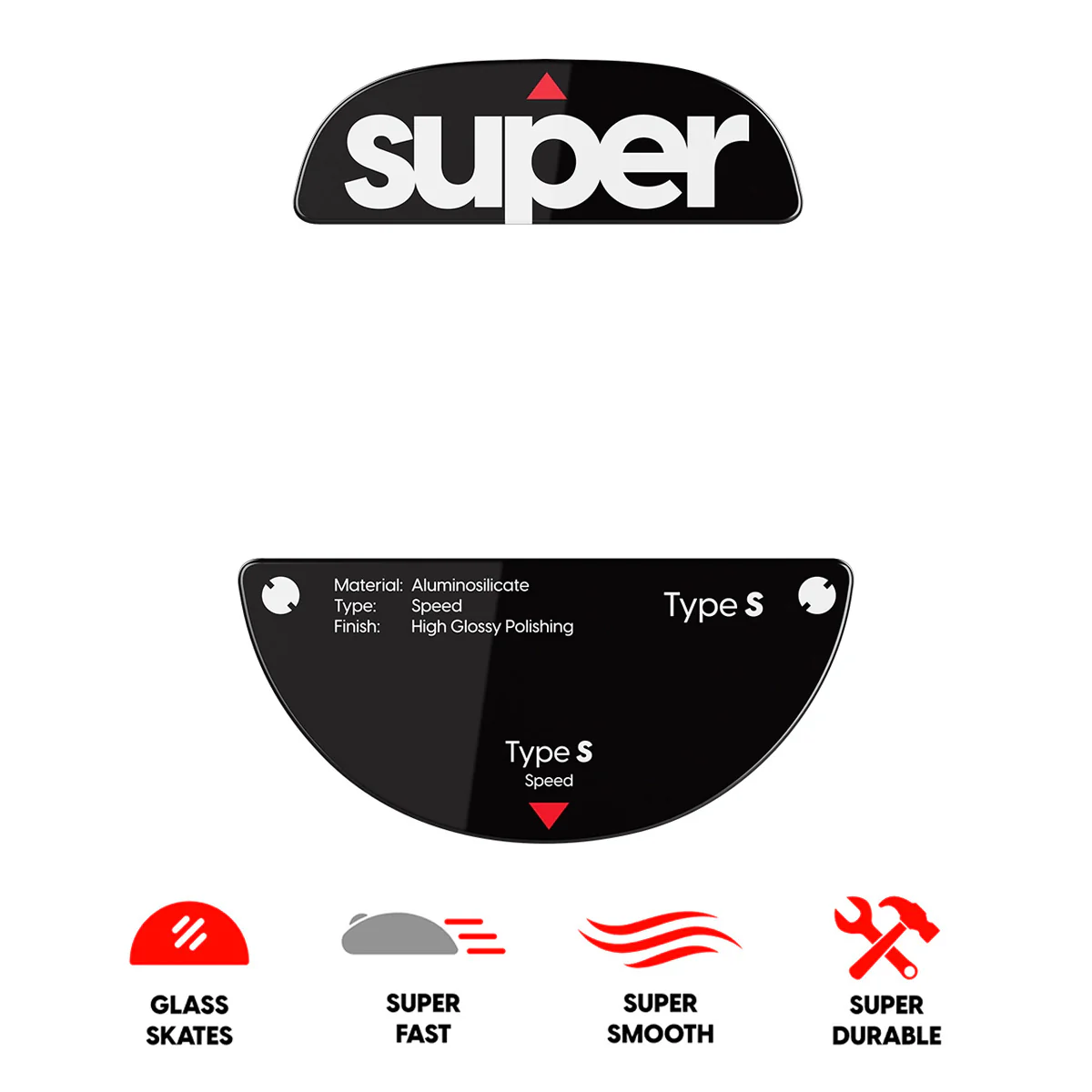 Pulsar Superglide Glass Skates Type-S for Pulsar Tenz Signature Edition (Black) (PTZSGSB)