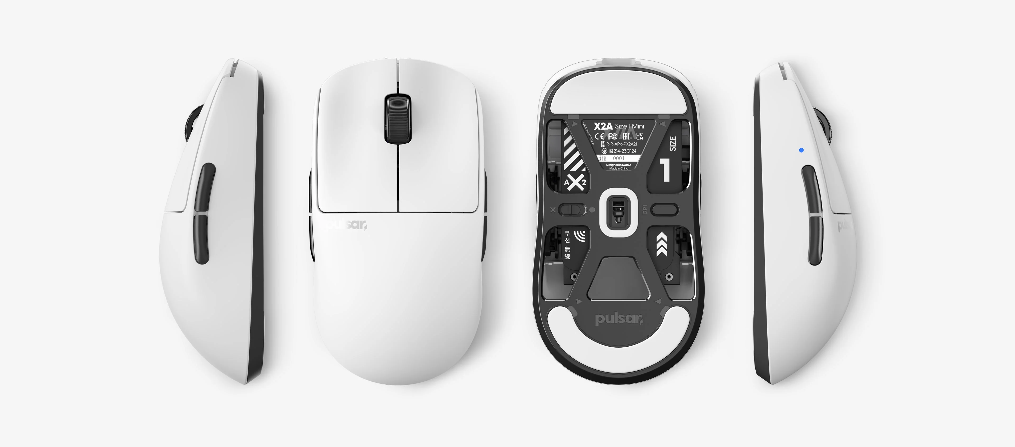 Pulsar X2A SIZE 1 Ultralight Wireless Ambidextrous Gaming Mouse (White) (PX2A13) - Image 4