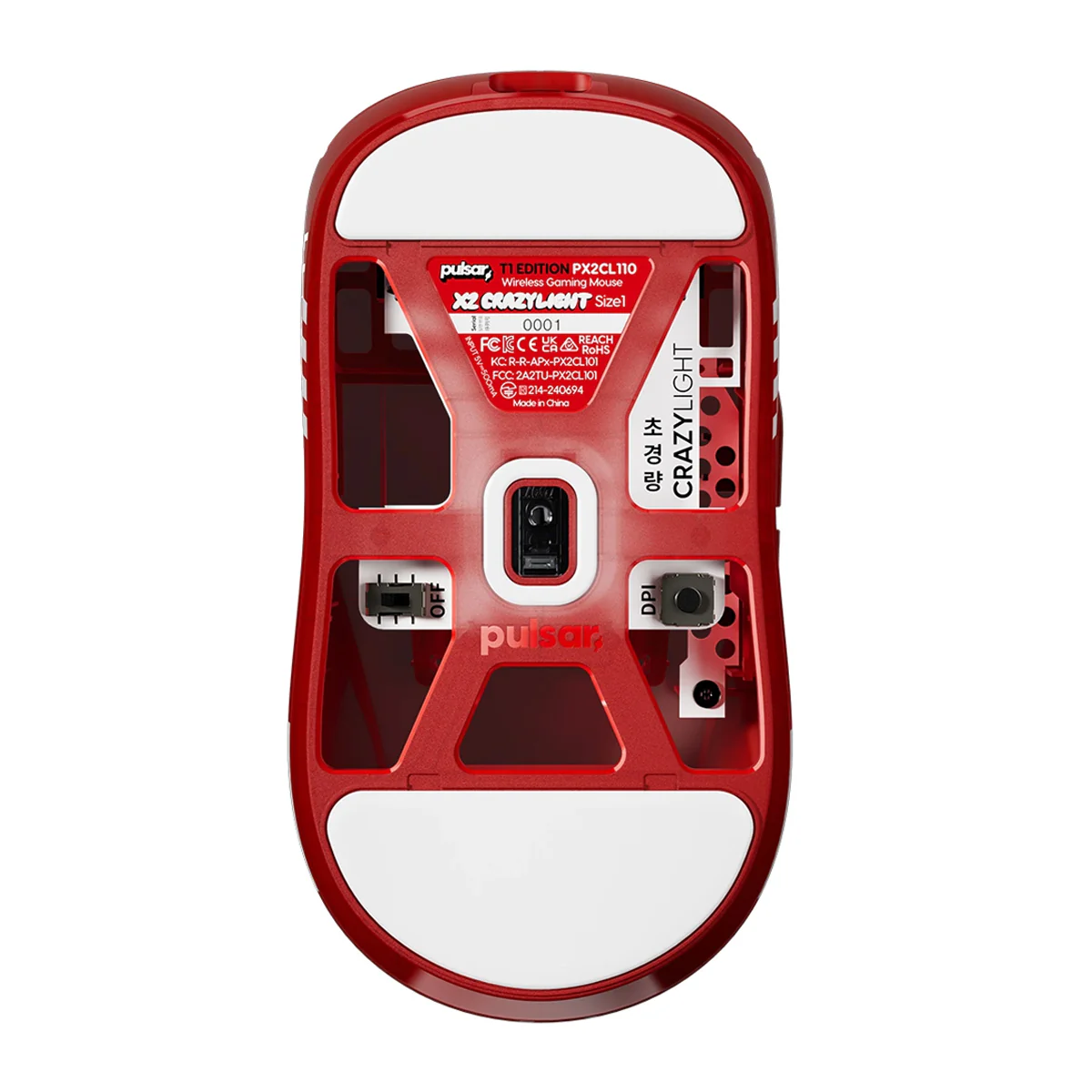 Pulsar X2 Crazylight T1 Edition 8K Polling Rate eSports Gaming Mouse (Black, Red) - Image 10