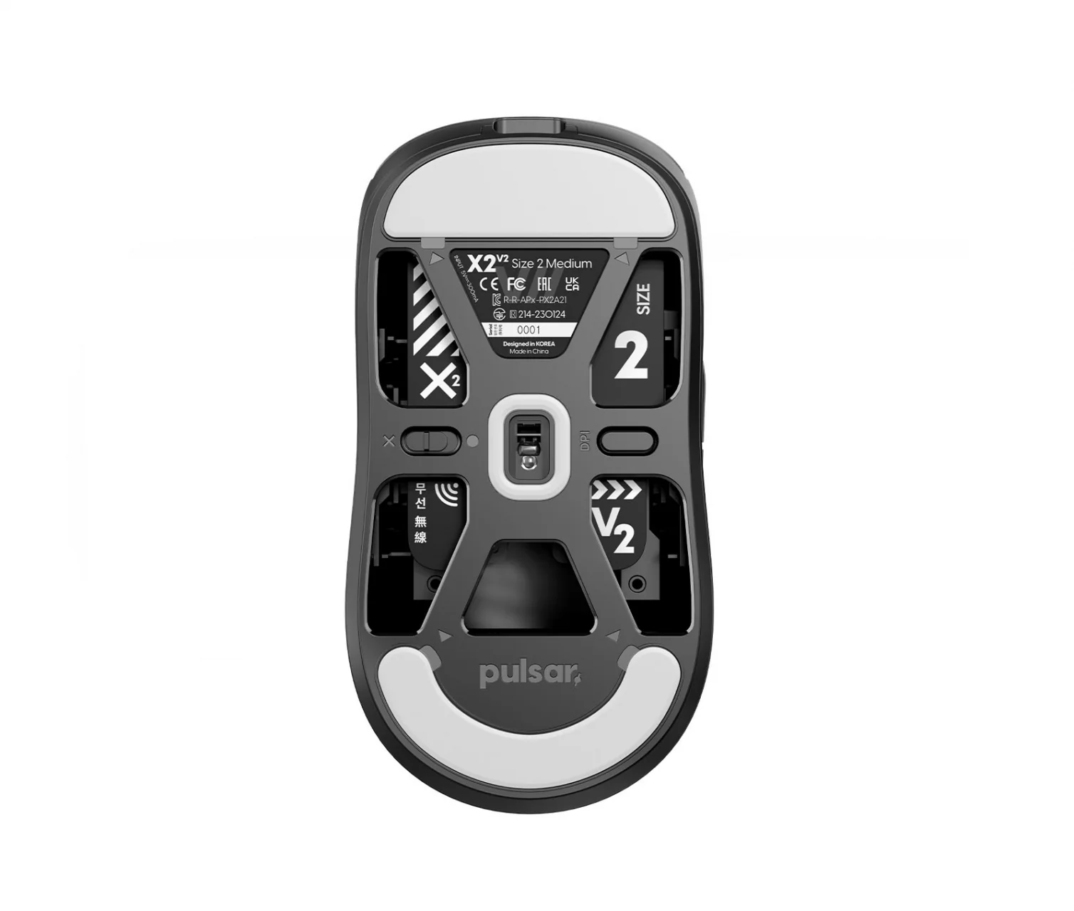 Pulsar X2V2 Symmetrical Wireless Gaming Mouse Size 2 (Black) (PX2221) - Image 2