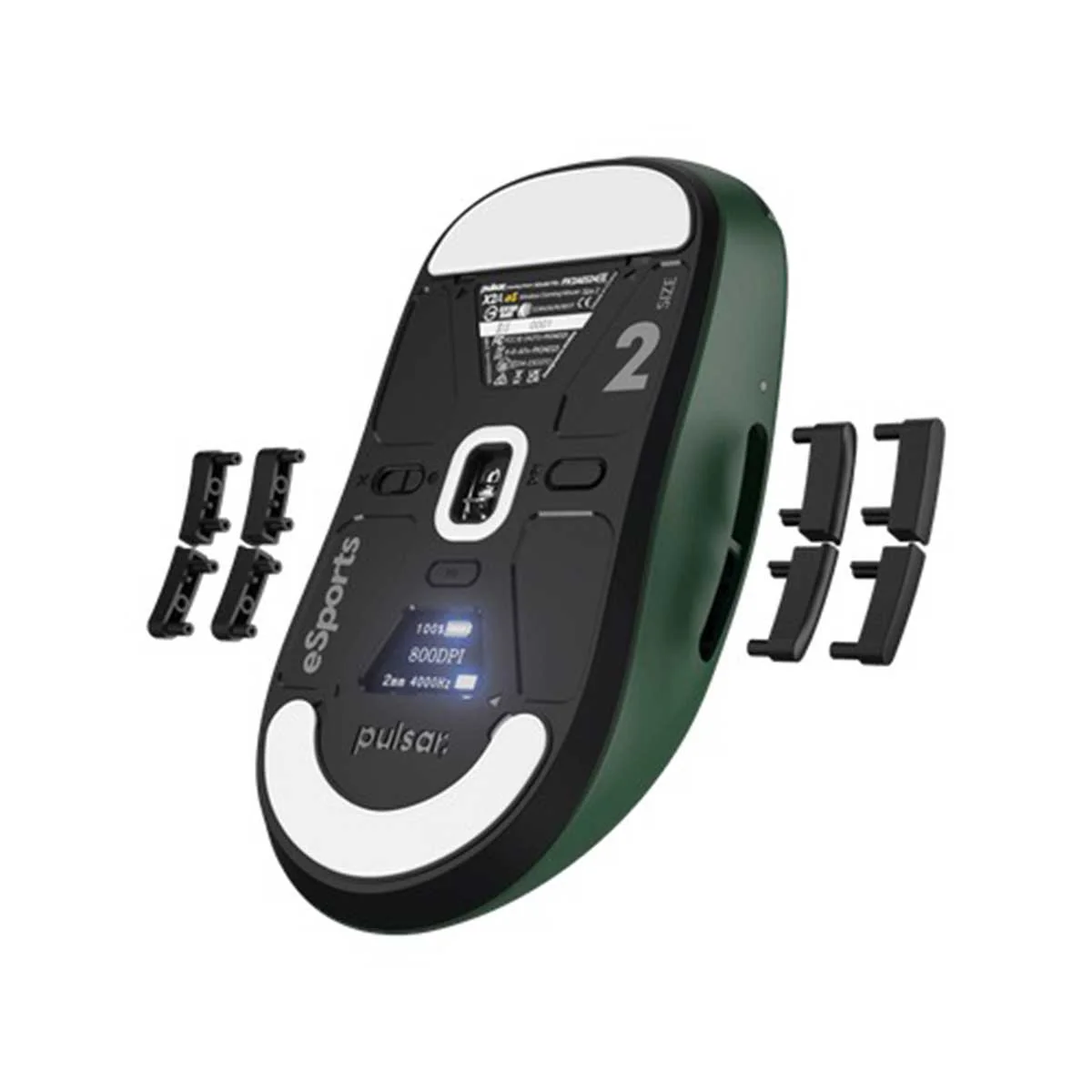 Pulsar X2A ES eSports Tournament Edition Ambidextrous Symmetrical Wireless Gaming Mouse (Green) Size2 (PX2AES24) - Image 5
