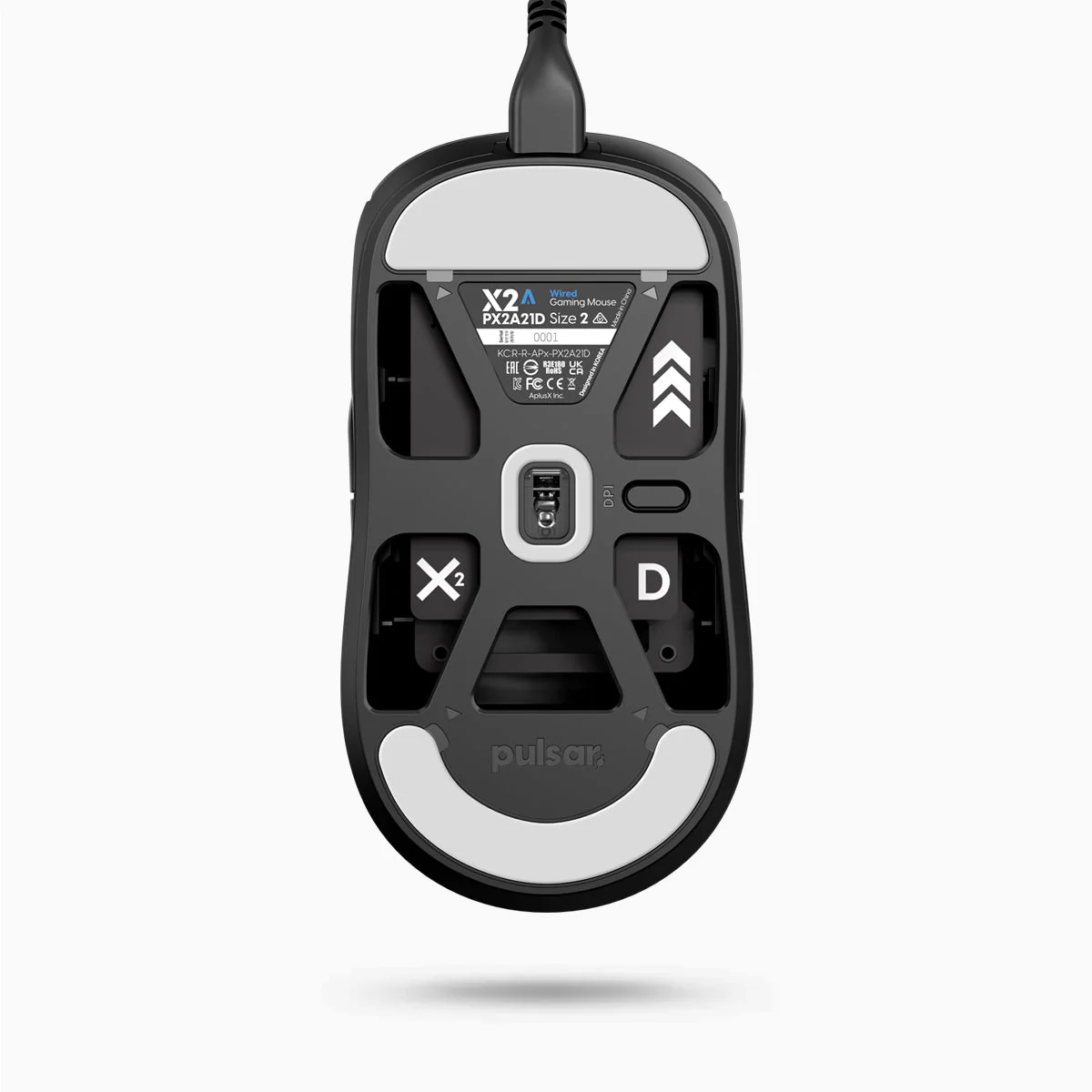 Pulsar X2A Wired Ambidextrous eSports Ultralight Gaming Mouse Size 2 (Black, White) (PX2A21D, PX2A22D) - Image 5