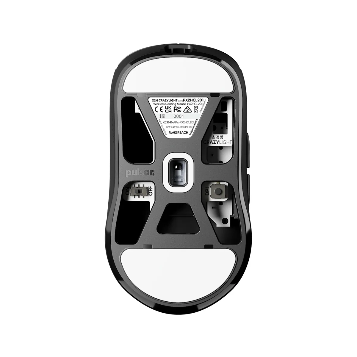 Pulsar X2H CrazyLight 8K Polling Rate eSports Gaming Mouse Size 2 (Jet Black, Uyuni White) - Image 3